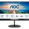 AOC Q24V4EA - LED monitor - 24" (23.8" viewable) - 2560 x 1440 QHD @ 75 Hz - IPS - 250 cd/m² - 1000:1 - 4 ms - HDMI, DisplayPort - speakers - black